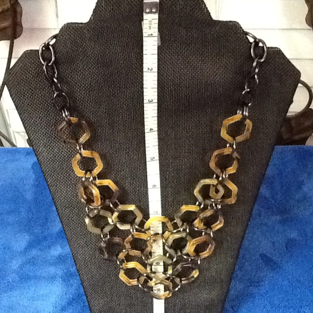 Tortoise Colored Chain Bibb Style Necklace!